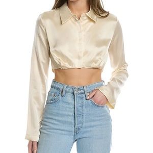 NWT Nicholas Bria Silk Crop Blouse in Gold